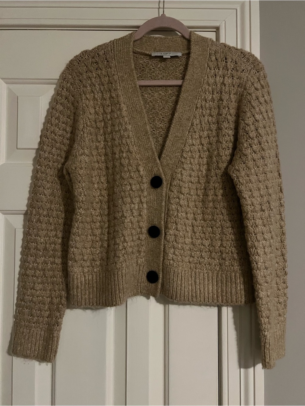 Cozy Textured V-Neck Cardigan Sweater - Gold